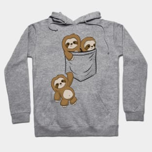 For Sloth Lovers Cute Kawaii Baby Sloths In Pocket Hoodie